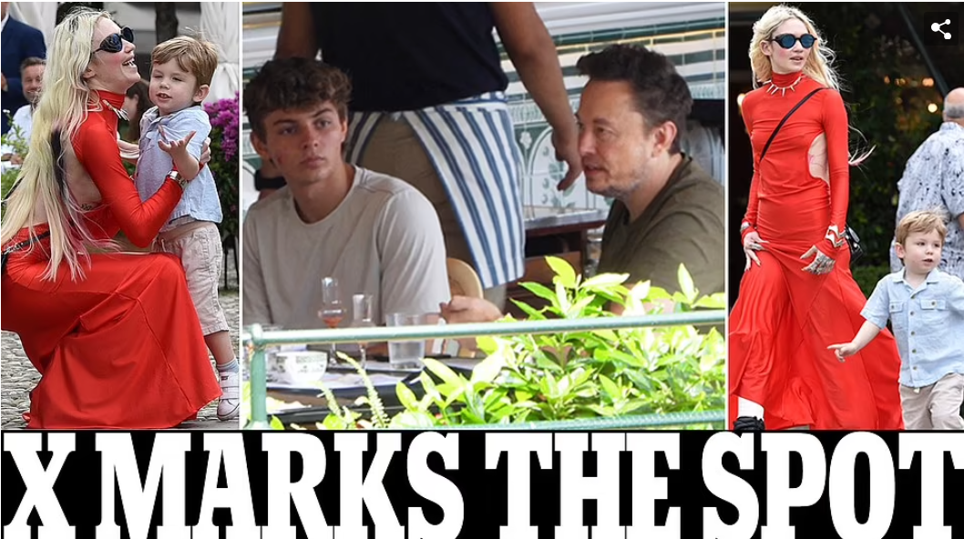 On-again-off-again exes Elon Musk and Grimes are BOTH seen enjoying a vacation in Portofino - as musician strolls with their three-year-old child X while billionaire dines with his teenage son Saxon