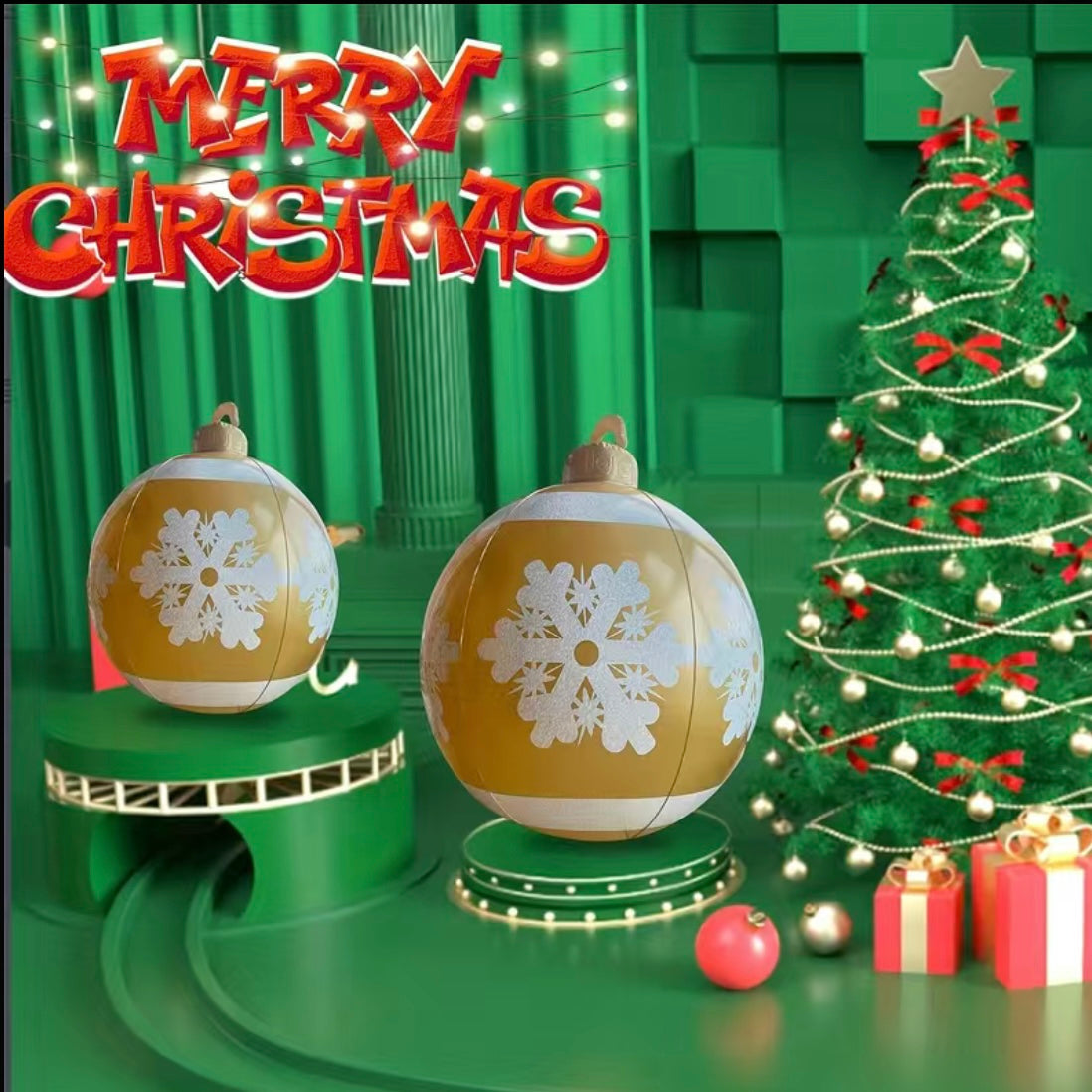 Giant PVC Inflatable Christmas Decorated Ball Ornaments Outdoor
