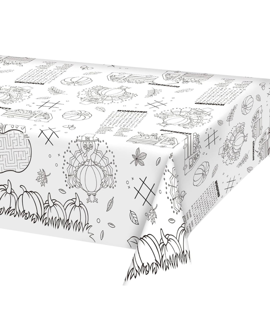 Gatherfun Disposable Fall Thanksgiving Color-in Paper Tablecloth