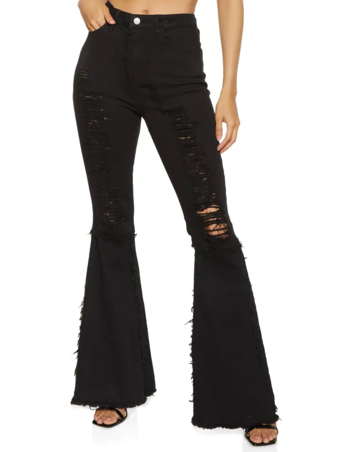 Frayed flare jeans
