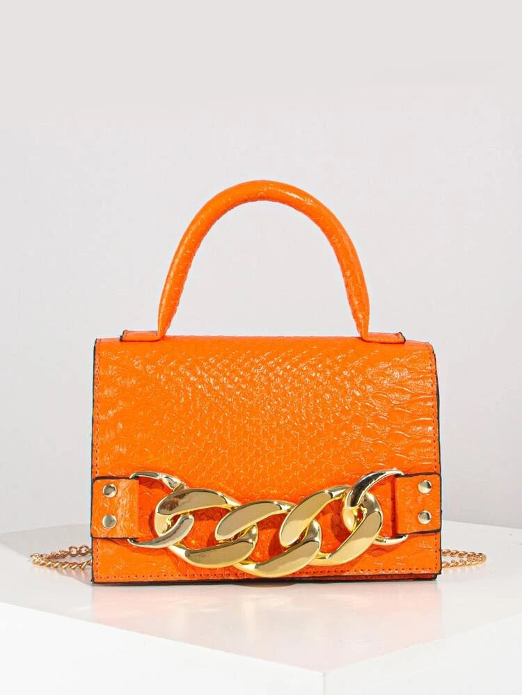 Chain crocodile handbag